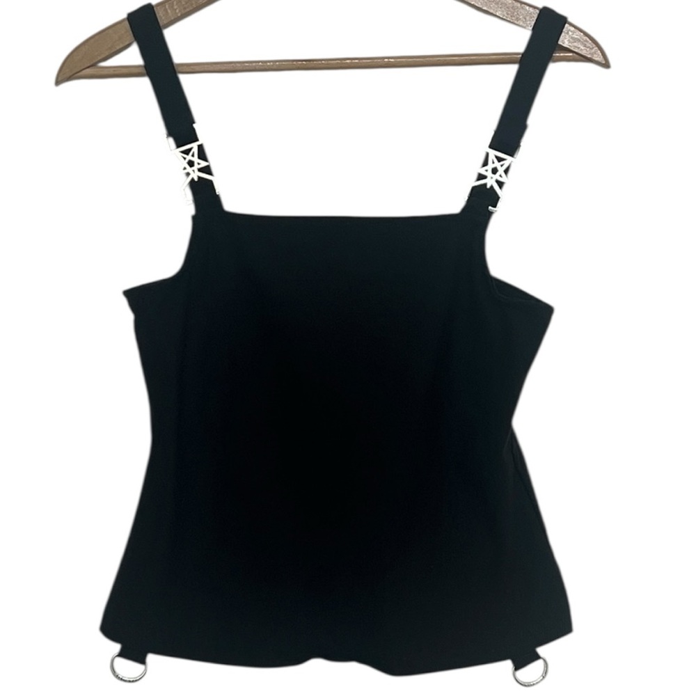 Killstar Black Goth Tank Top Large Witchy Strap Hardware Corset Style